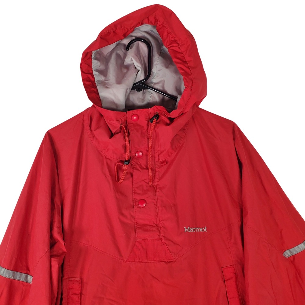 Marmot MemBrain Red Anorak Rain Jacket Pullover Hooded Reflective Men L